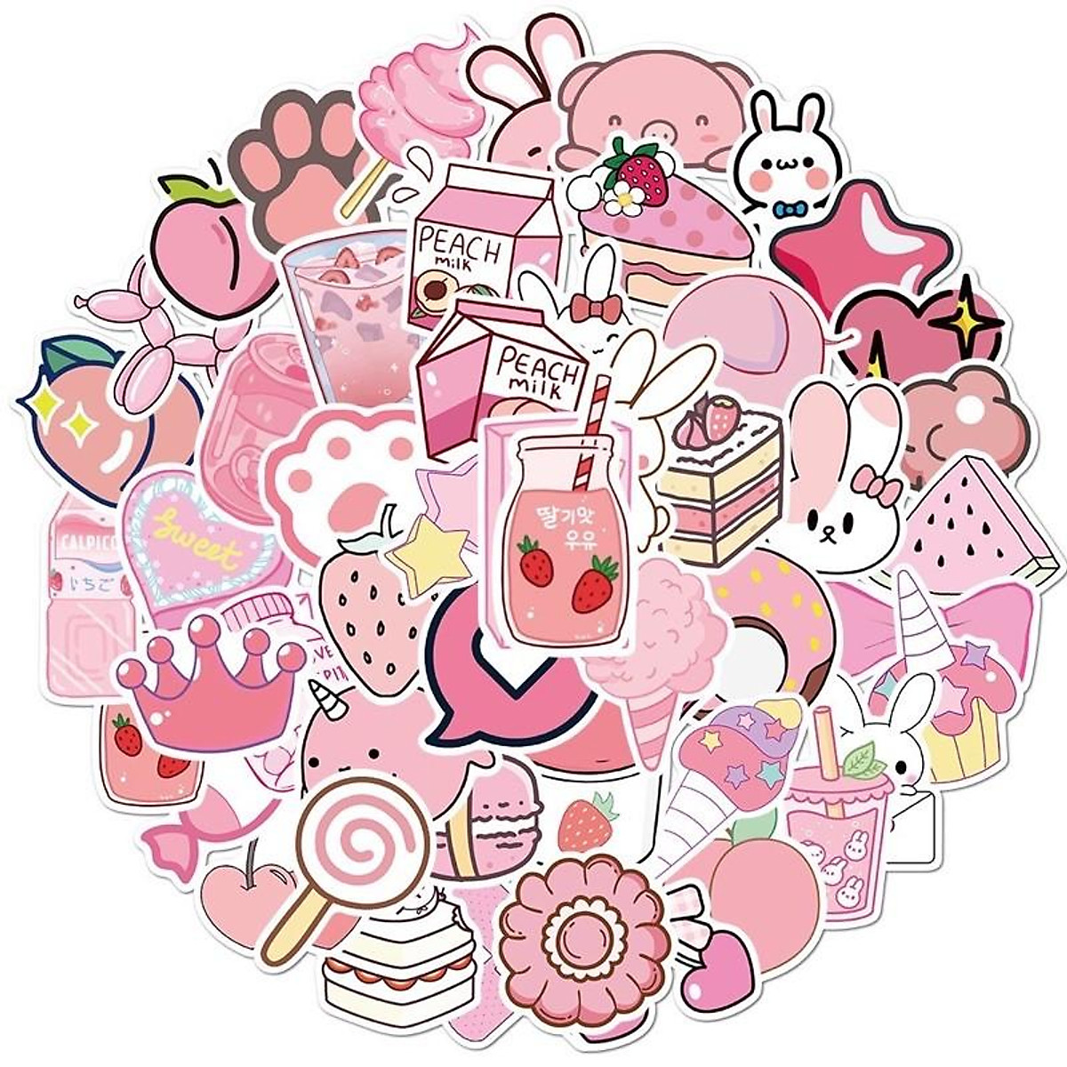 Mua 10 Sticker cute dán màu hồng hường chống thấm nước | Tiki