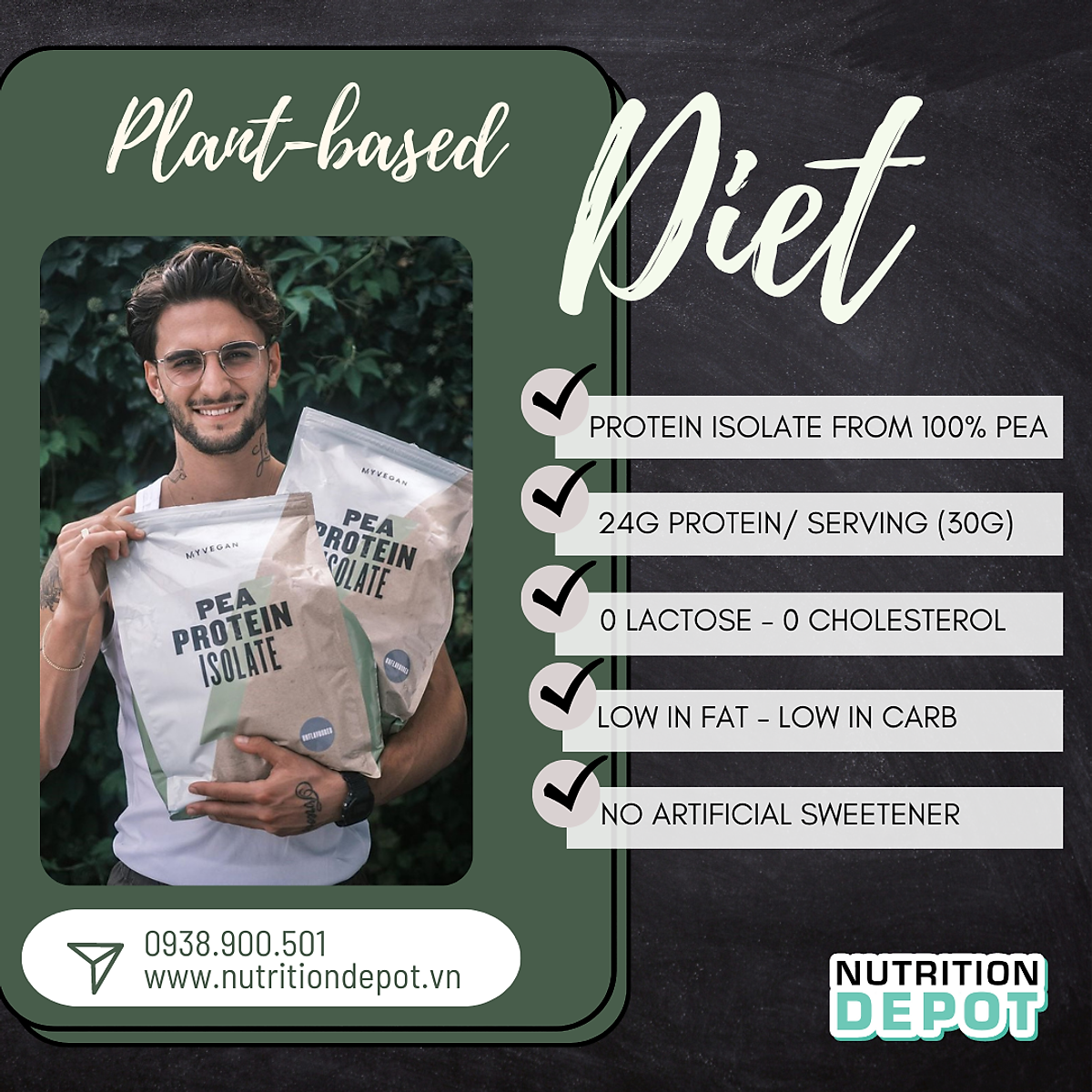 Sữa bổ sung đạm dành cho người ăn chay từ đậu hà lan Pea Protein Isolate Myprotein không mùi 2.5kg - NUTRITIONDEPOT
