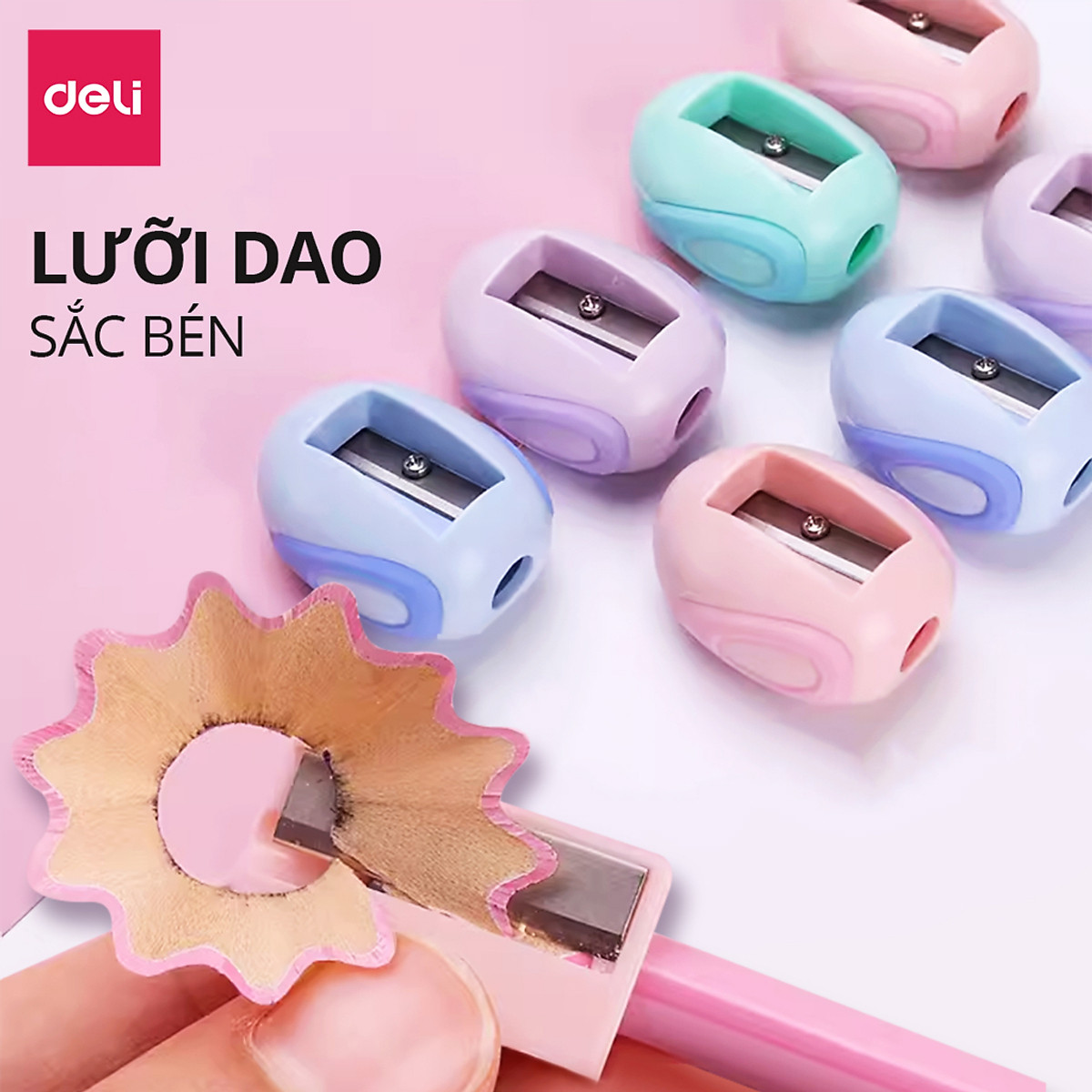 Gọt Bút Chì, Chuốt Bút Chì Mini DELI Lưỡi Thép Không Gỉ, Cắt Bén, Hạn Chế Gãy Ngòi Chì.