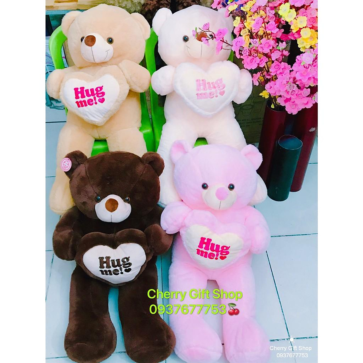 Gấu Bông Teddy Ôm Tim Cao Cấp 90cm Ảnh Shop Chụp - Thú bông