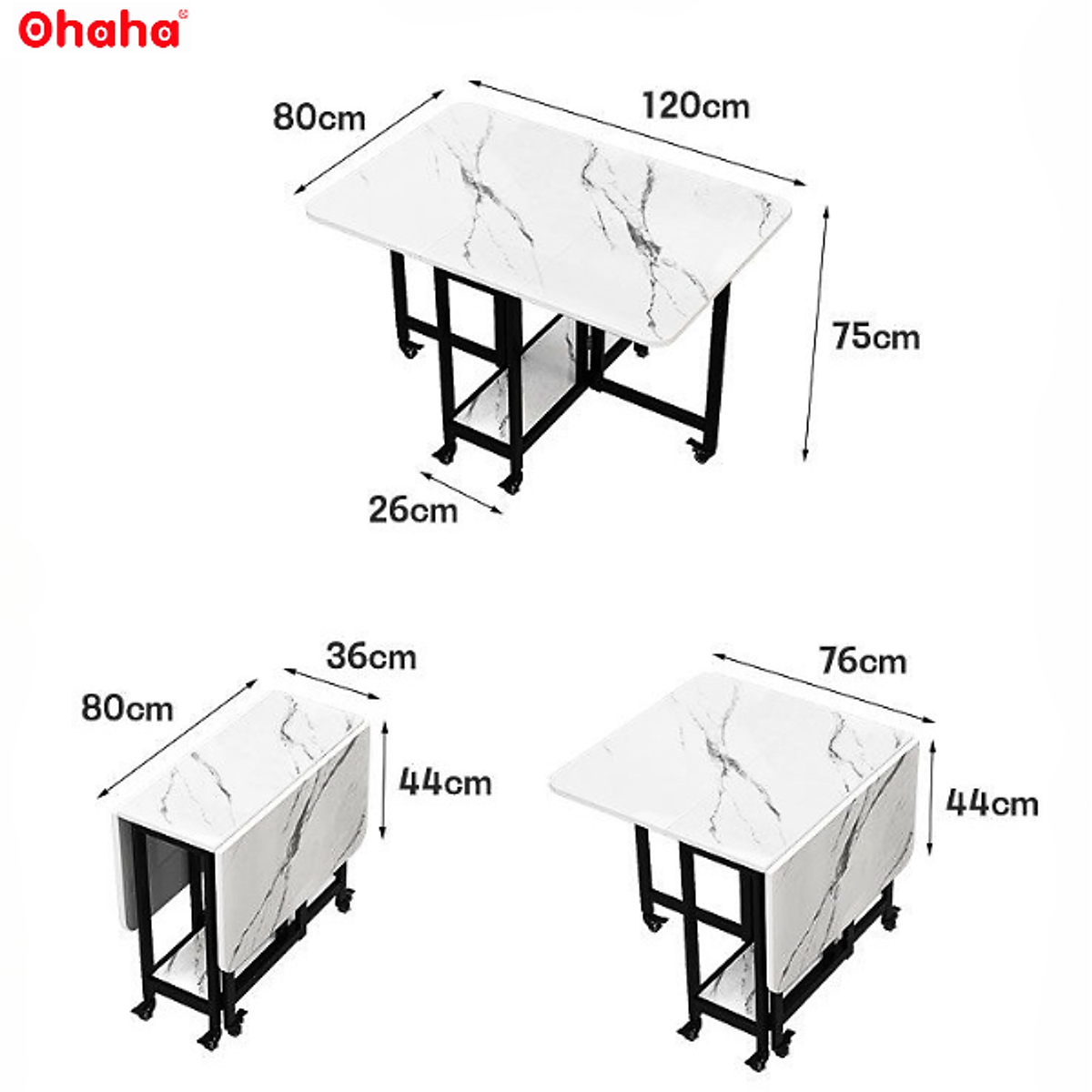 BÀN ĂN GẤP GỌN THÔNG MINH CÓ GHẾ VÀ BÁNH XE OHAHA - BA023