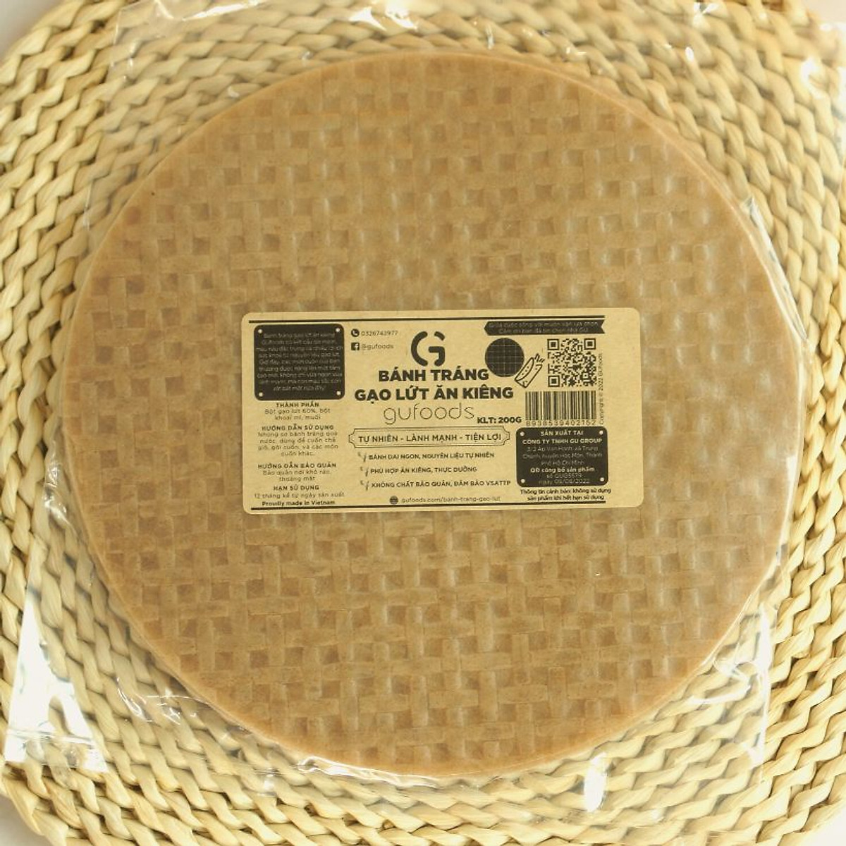 Bánh tráng cuốn ăn kiêng GUfoods (làm gỏi cuốn, chả giò...) - Dai ngon, Tự nhiên, Lành mạnh, Eat clean