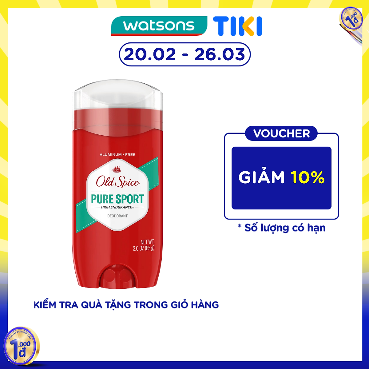 Sáp Khử Mùi Old Spice Pure Sport High Endurance Dành Cho Nam Giới Chơi Thể Thao Và Vận Động 85g