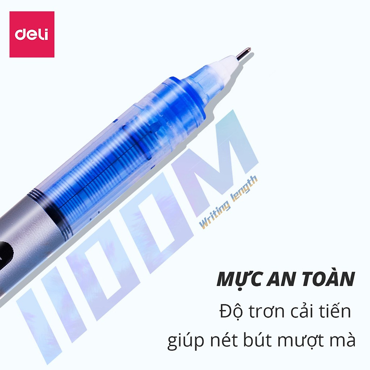 Bút gel Deli - 0.5mm - Nắp đậy - Mực Xanh - 1 chiếc - EQ300-BL