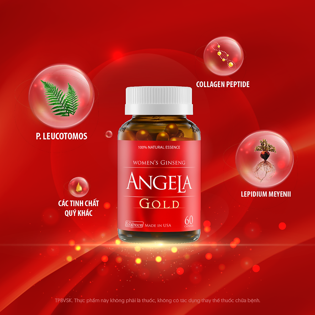 Combo 2 hộp ANGELA GOLD tăng cường sinh lý nữ 60 viên tặng 1 hộp 15 viên