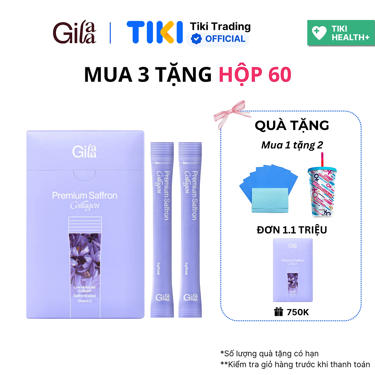 Bột Uống Collagen Gilaa Cao Cấp Kết Hợp Saffron - (60 gói x 2g)