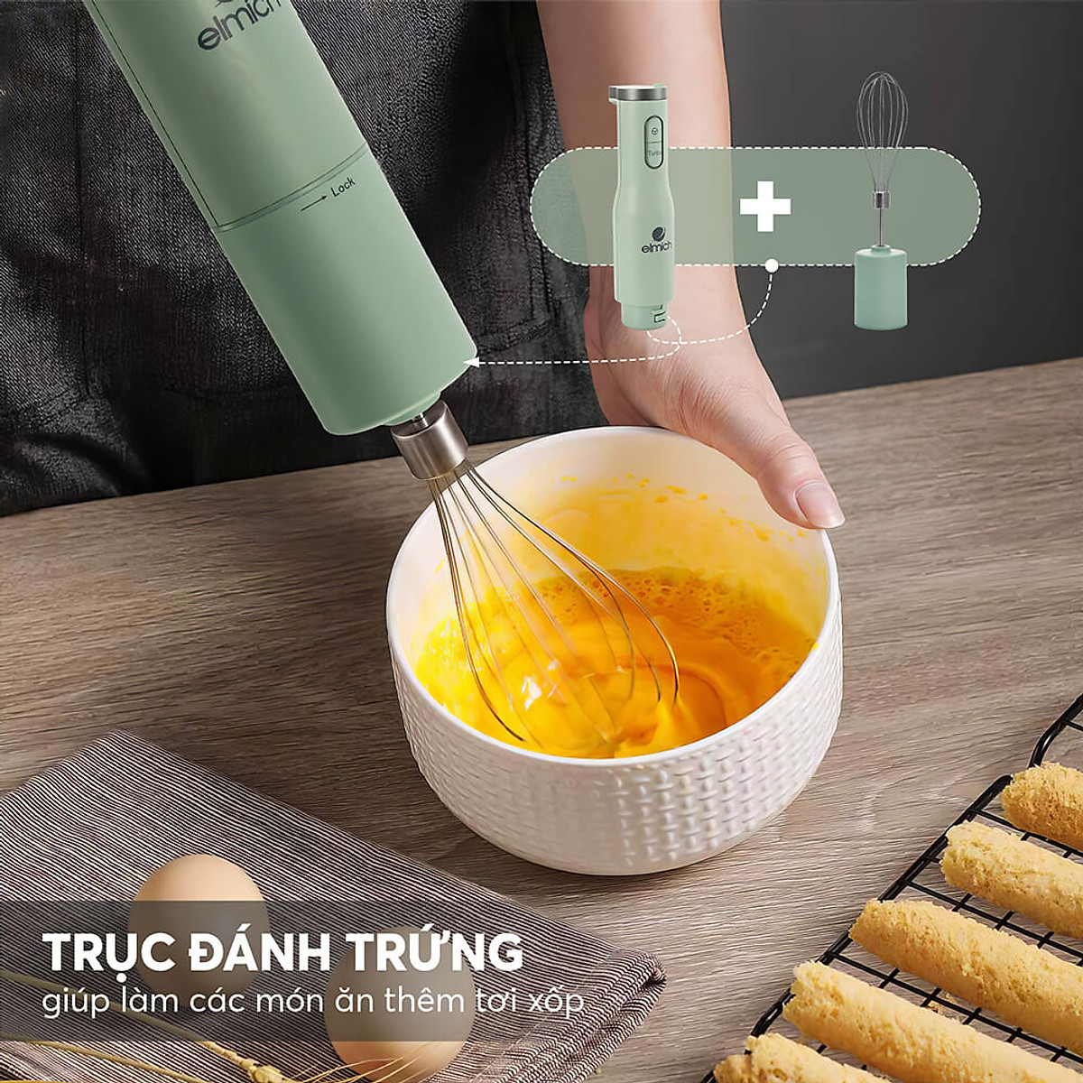 Máy xay cầm tay Elmich BLE-8666, công suất 1000W, thiết kế cầm tay dễ sử dụng, lưỡi dao bằng thép không gỉ siêu bền, đảm bảo an toàn tuyệt đối cho sức khỏe - Hàng chính hãng