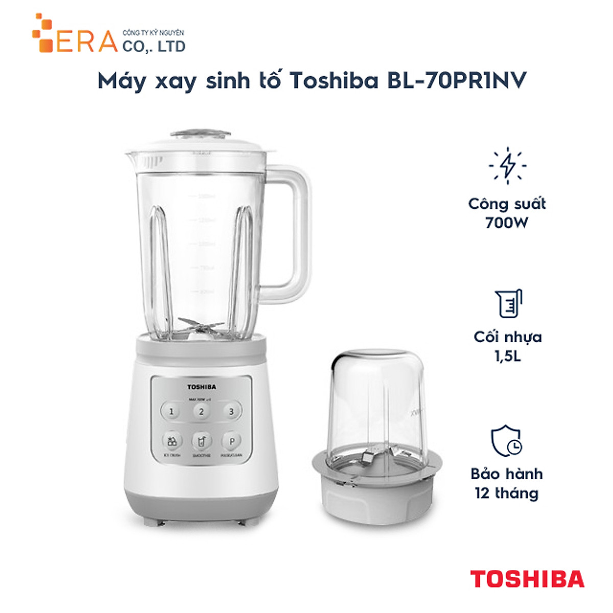 Máy Xay Sinh Tố Toshiba BL-70PR1NV (700W - 1.5 Lít) - Hàng Chính Hãng