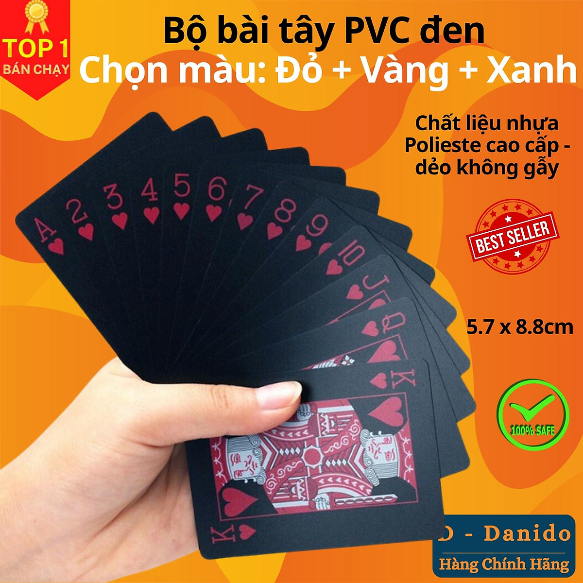 Bộ Bài Tây Nhựa PVC Nền Đen Cao Cấp, Chống Nước, Tùy Chọn Màu – Chính Hãng