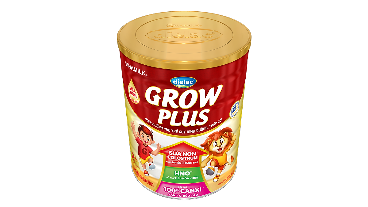 Sữa bột Vinamilk Dielac Grow Plus 2+ Hộp thiếc 1400g (Sữa Non)