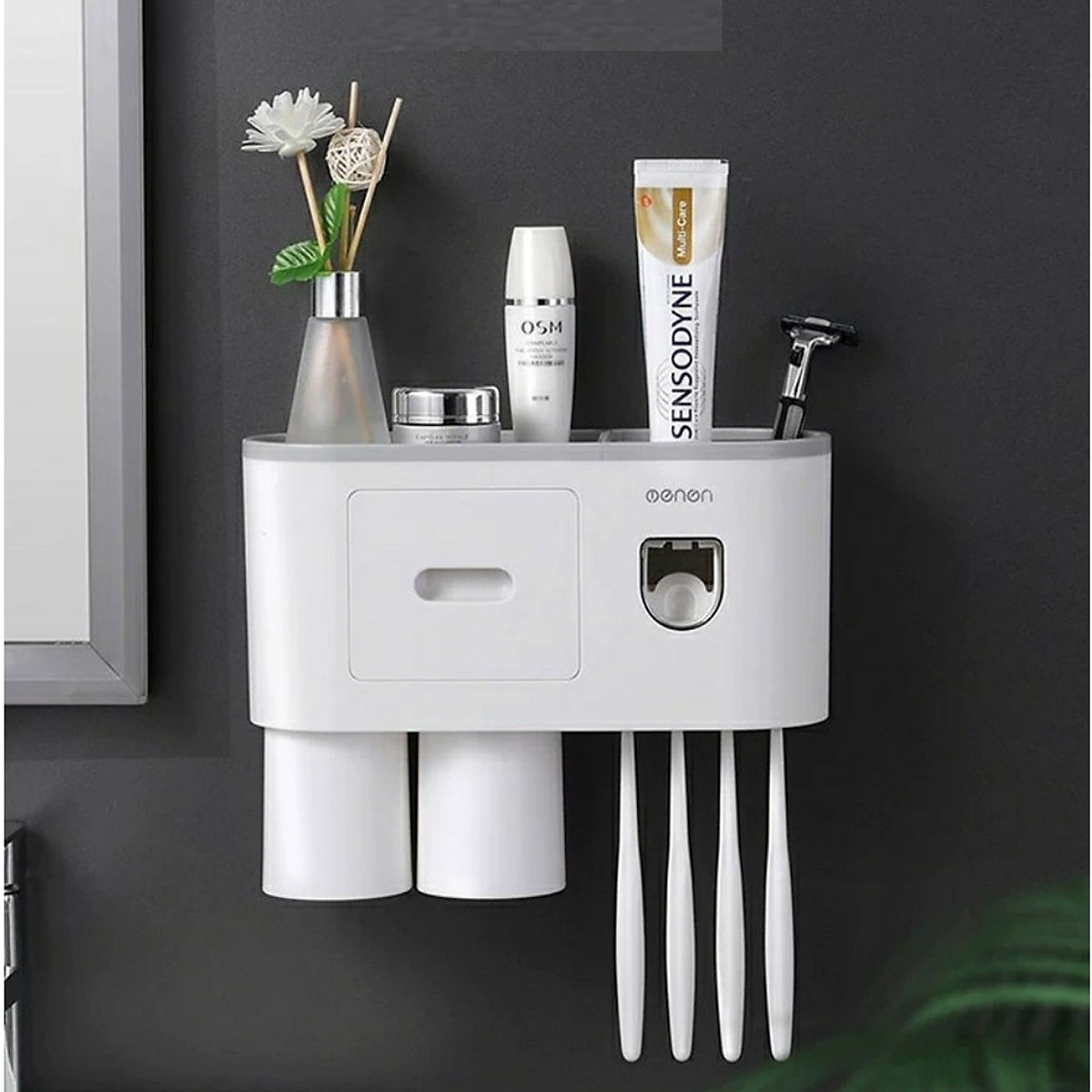 Mua Hộp Đựng Bàn Chải Và Nhả Kem Đánh Răng Tự Động Tặng Kèm Cốc Hút Từ -Kệ  Để Đồ Nhà Tắm Dán Tường Tiện Lợi- Hàng Chính Hãng MINIIN - 2