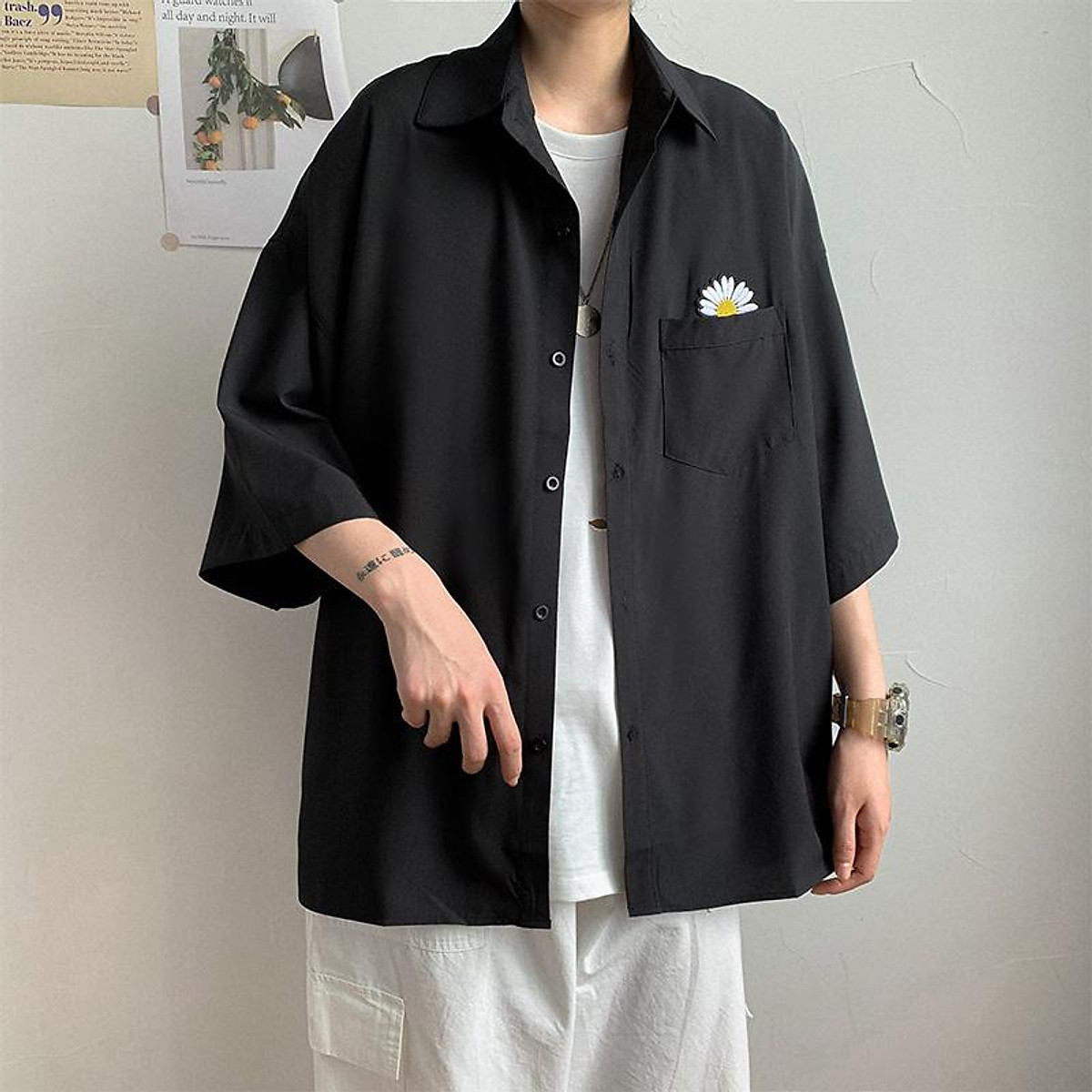 Áo sơ mi nam tay lỡ caro xanh AXH132 Shop áo xuân hè #25 Áo sơ mi nam tay lỡ caro xanh AXH132 Shop áo xuân hè