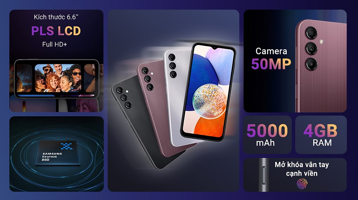 Điện thoại Samsung Galaxy A14 (4GB/128GB) - Hàng Chính Hãng - Đã kích hoạt bảo hành điện tử