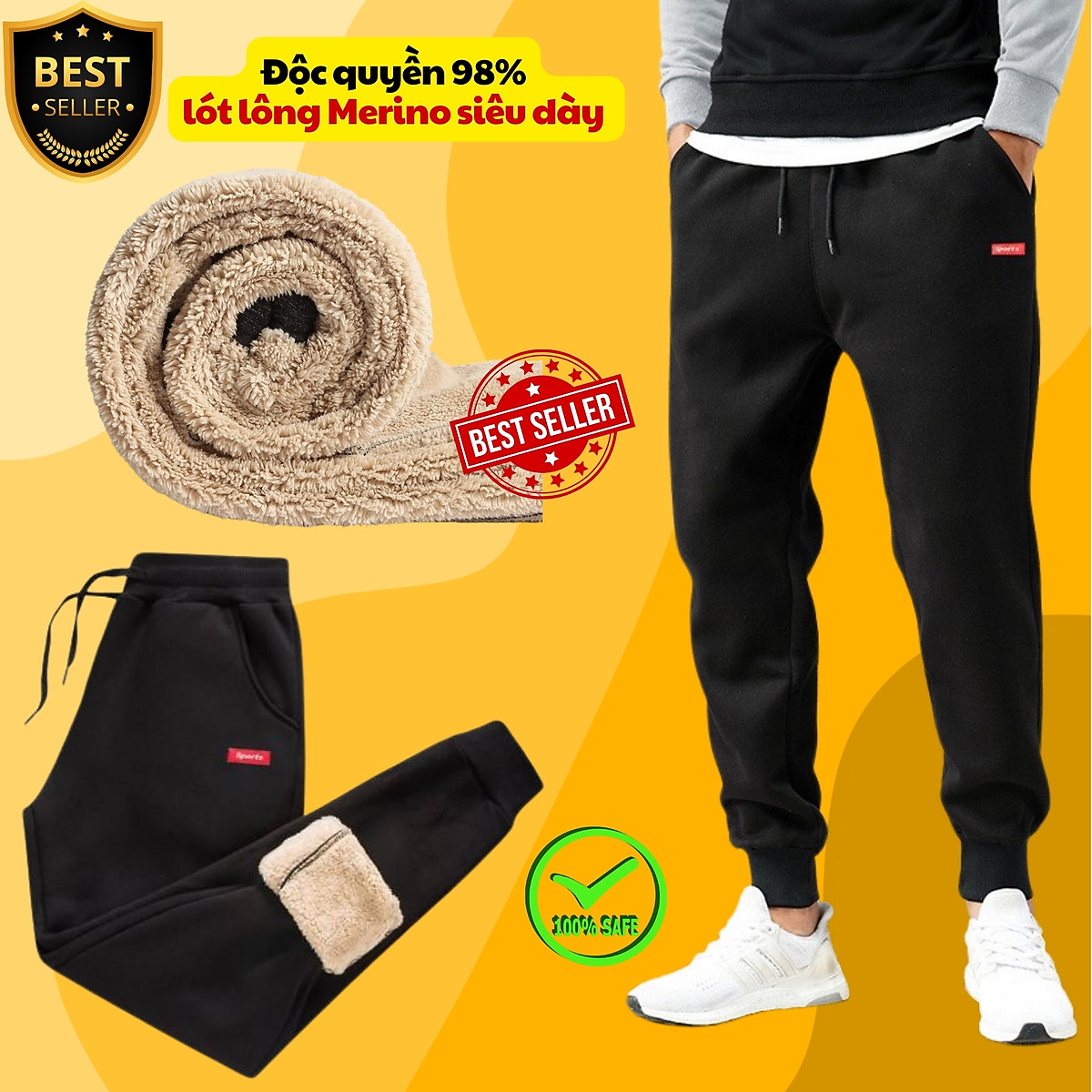 Quần nỉ Jogger thể thao nam hàng Quảng Châu cao cấp - Quần nỉ nam nót lông cừu siêu ấm - Hàng chính hãng D Danido