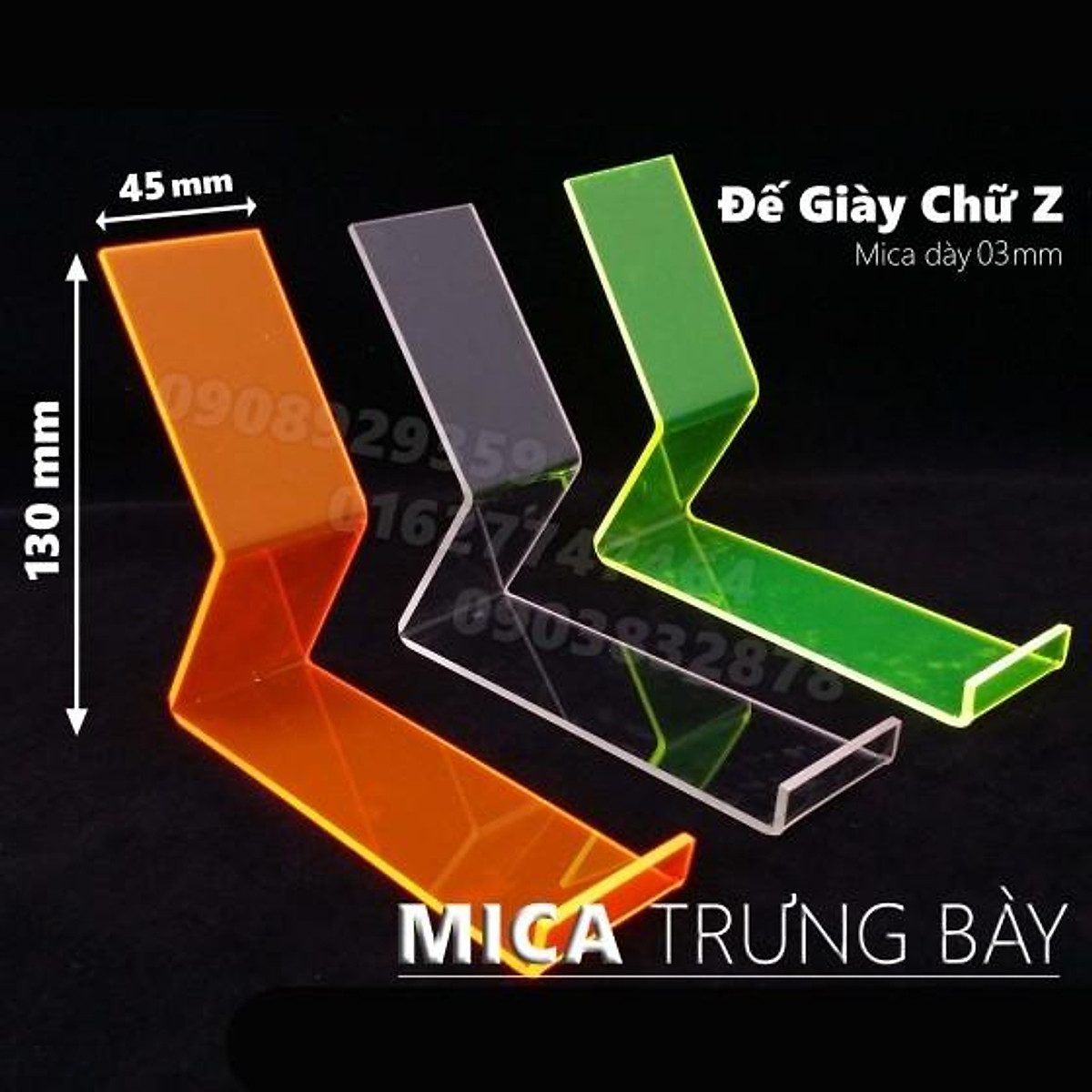 Kệ Đế Mica Trưng Bày Giày/Dép Kiểu Chữ Z - Combo 10 cái