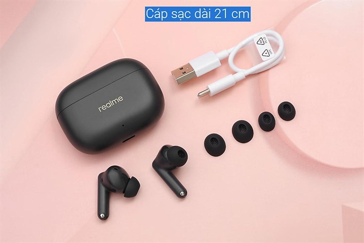 Tai nghe Bluetooth True Wireless Realme Buds T300 Âm Thanh Không Gian 360° - Hàng chính hãng