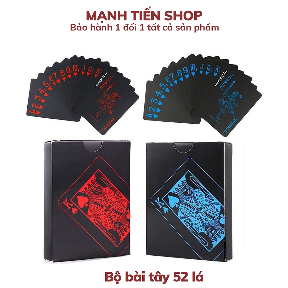 Bộ bài tây màu đen cao cấp 52 lá bài nhựa - Bộ bài poker- hàng chính hãng