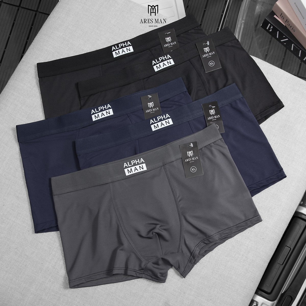 Combo 5 quần boxer nam, quần lót nam cao cấp chất thun lạnh siêu mềm mịn kháng khuẩn co giãn 4 chiều thấm hút mồ hôi tốt - Ares Shop
