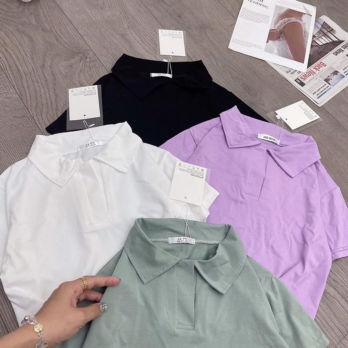 Áo polo croptop tron
