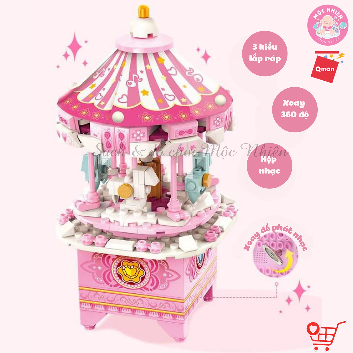 Đồ chơi lắp ráp lego Qman 42107 - Hộp phát nhạc sáng tạo dành cho bé gái từ 6 tuổi (418 chi tiết)