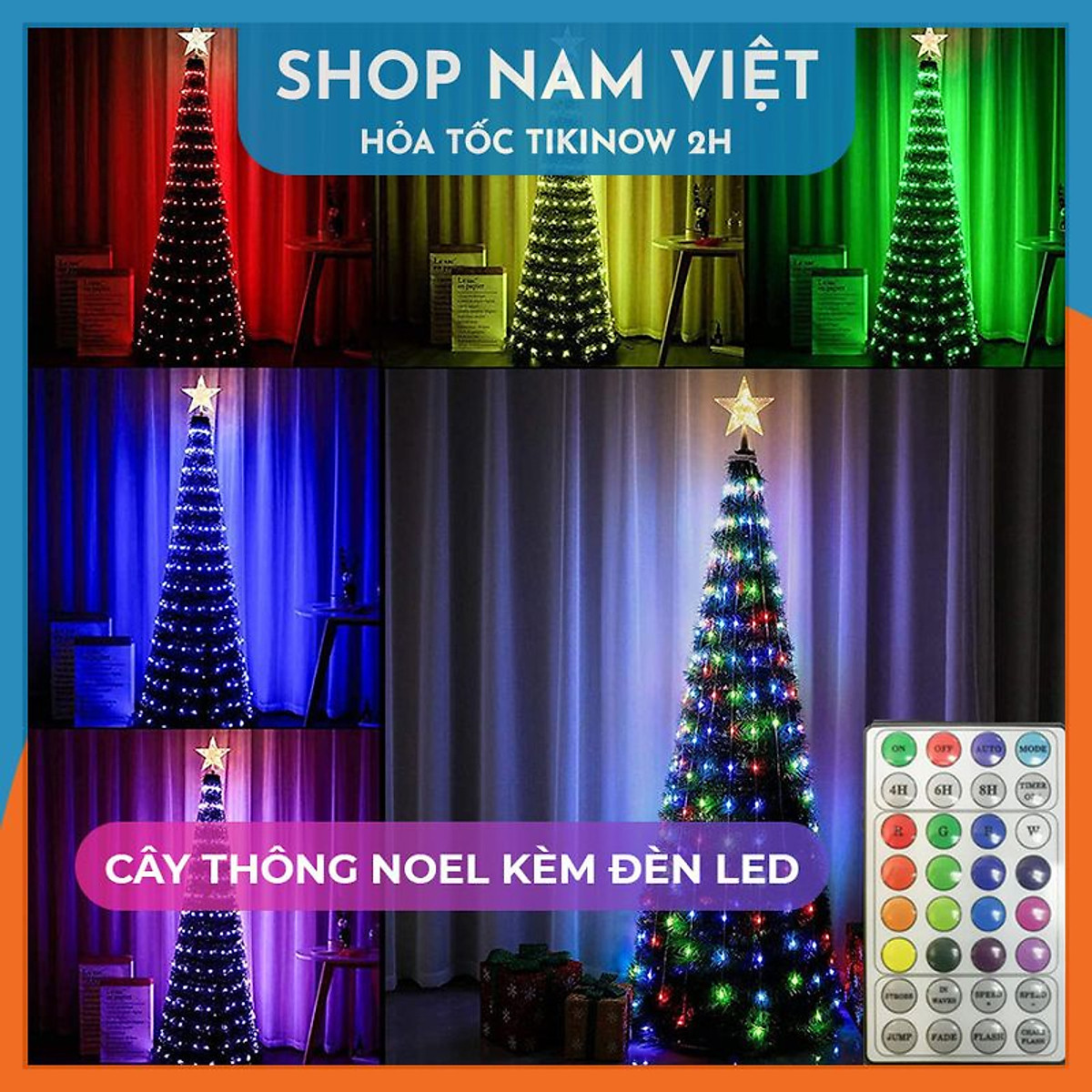 Cây Thông Noel Kèm Đèn Led Điều Khiển Remote, Có Thể Gấp Gọn ...