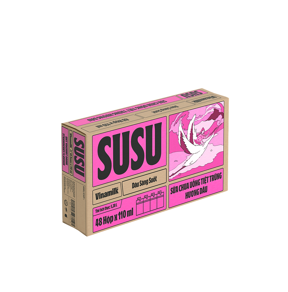 Sữa chua uống hương dâu Vinamilk Susu - Thùng 48 hộp 110ml.