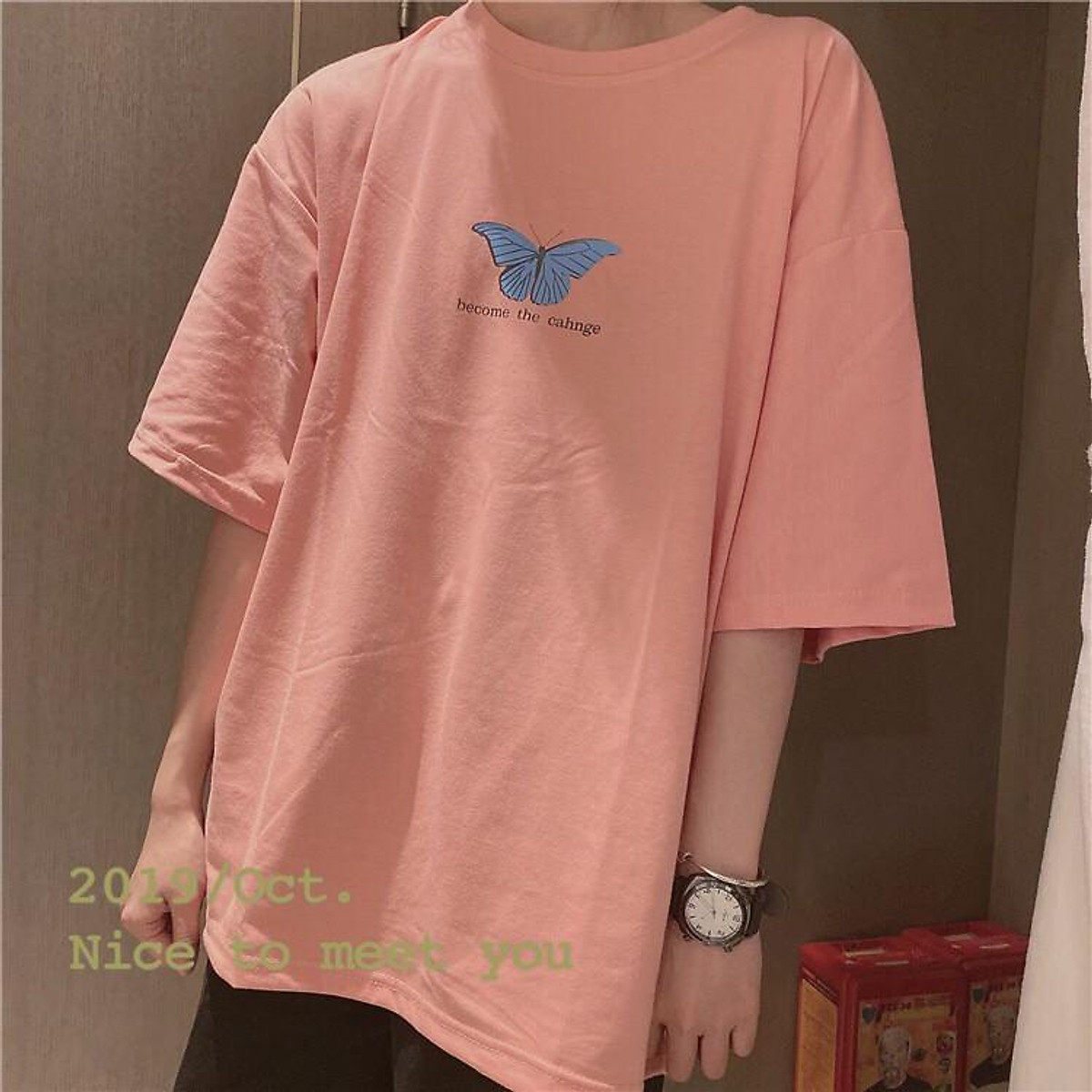 Áo thun nữ form rộng Áo phông nữ form rộng Trắng Butterflies