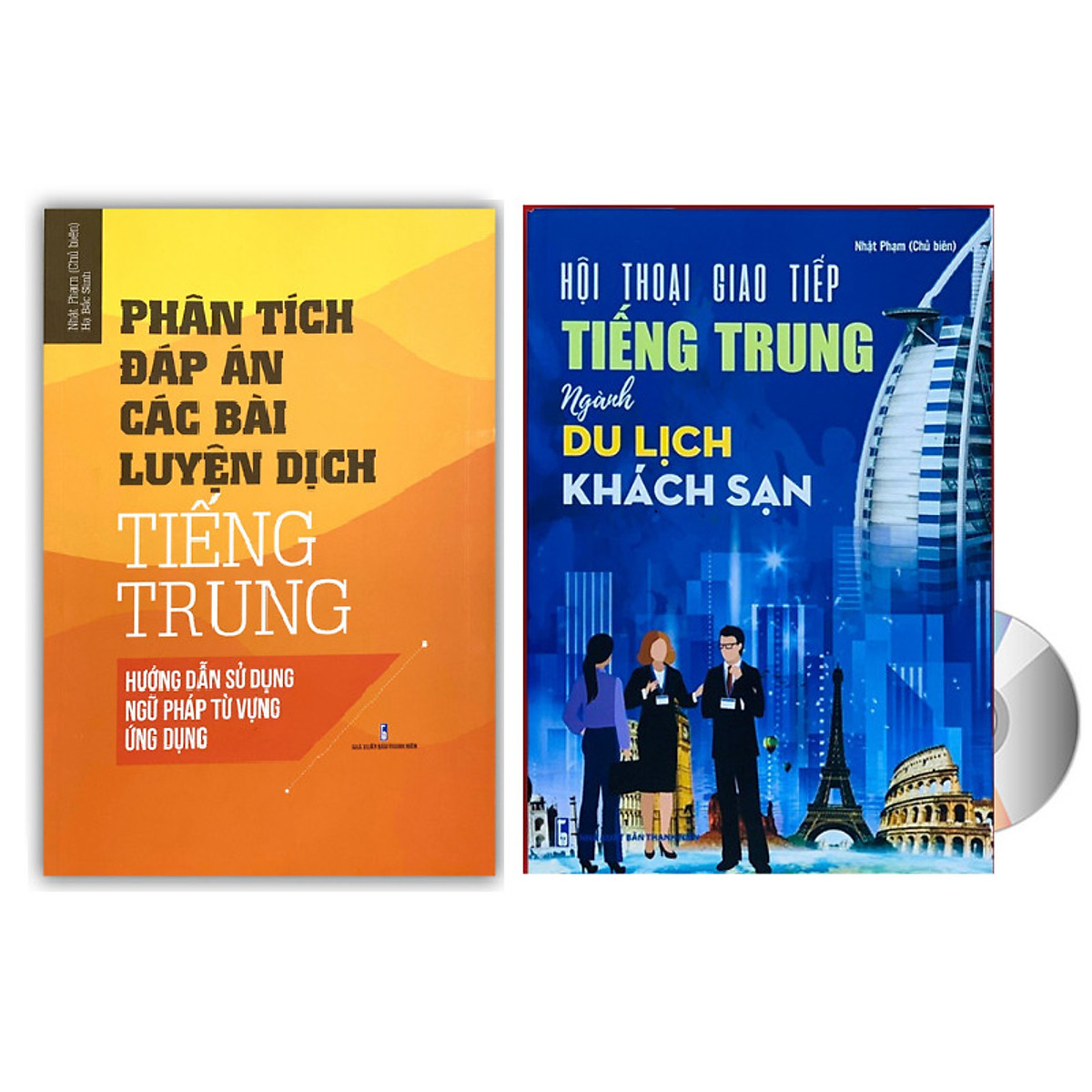 Combo 2 sách Phân tích đáp án các bài luyện dịch Tiếng Trung và Hội thoại giao tiếp tiếng Trung ngành du lịch khách sạn có audio nghe+ DVD tài liệu