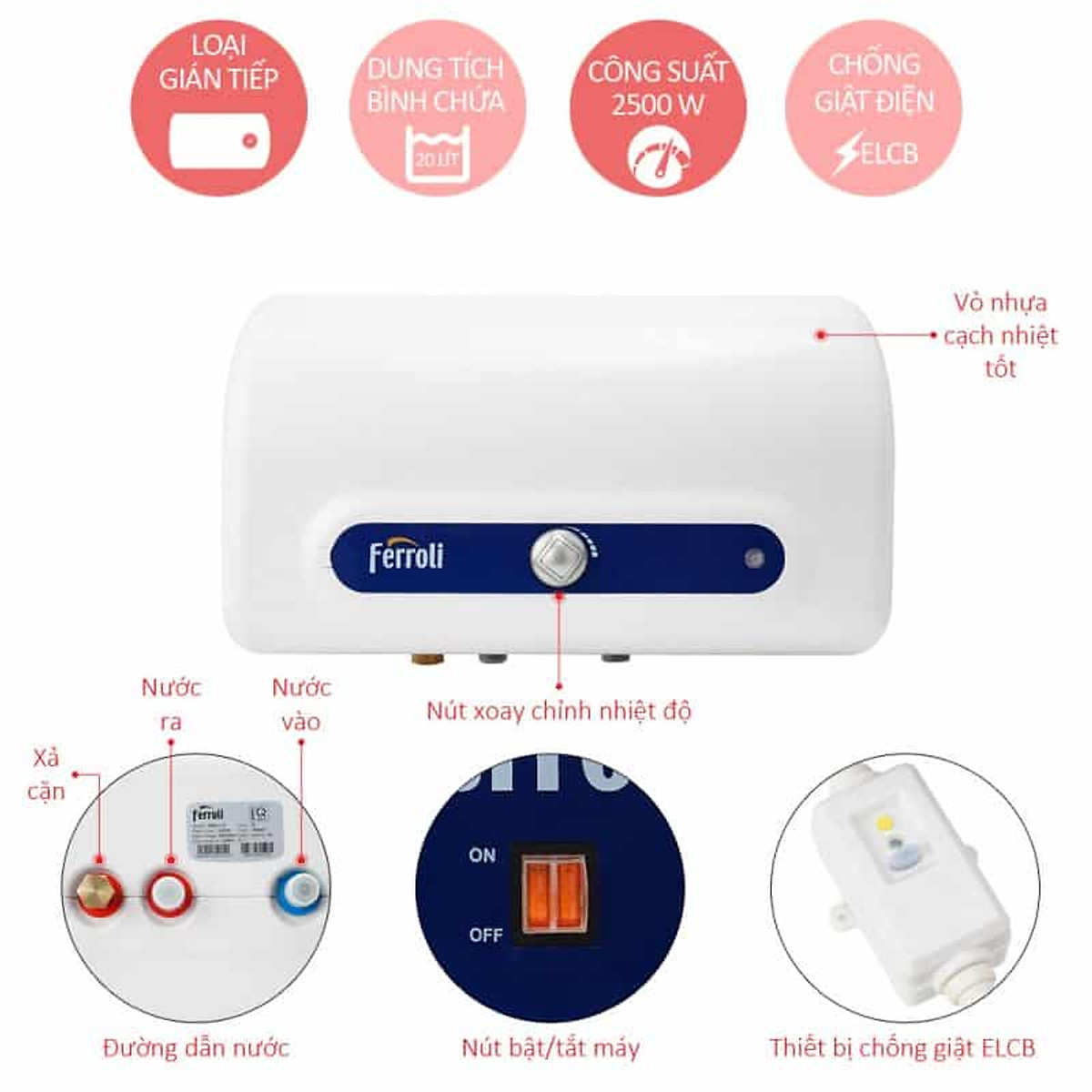Bình nóng lạnh Ferroli QQ AE 20L