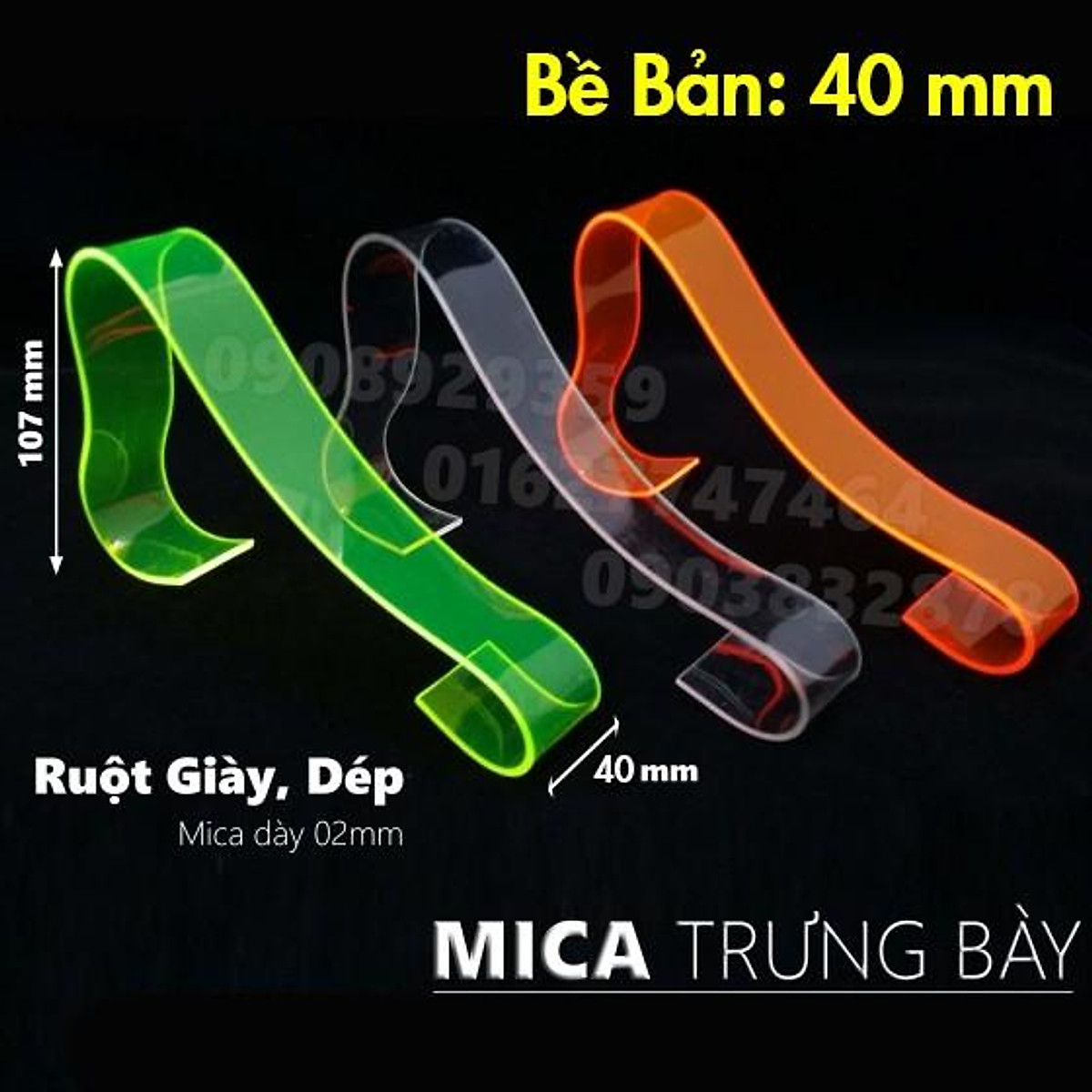 Combo 10 Ruột Mica Trưng Bày Nông Giày/Dép - Bề Bản 40mm