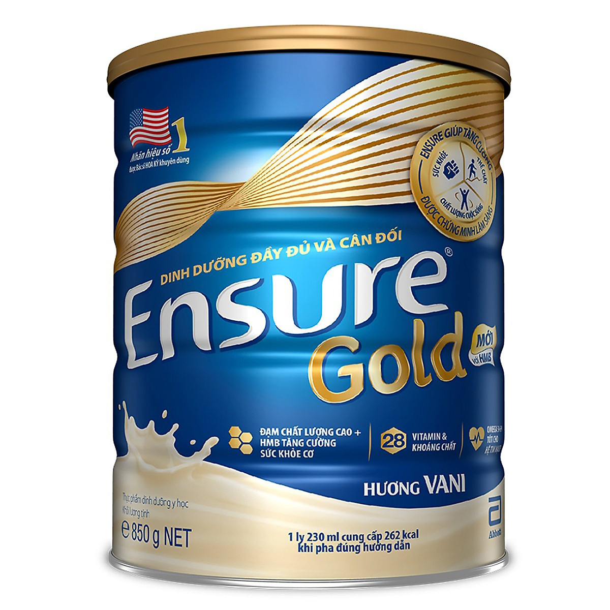 2 Hộp Sữa Bột Ensure Gold Hương Vani (850g)