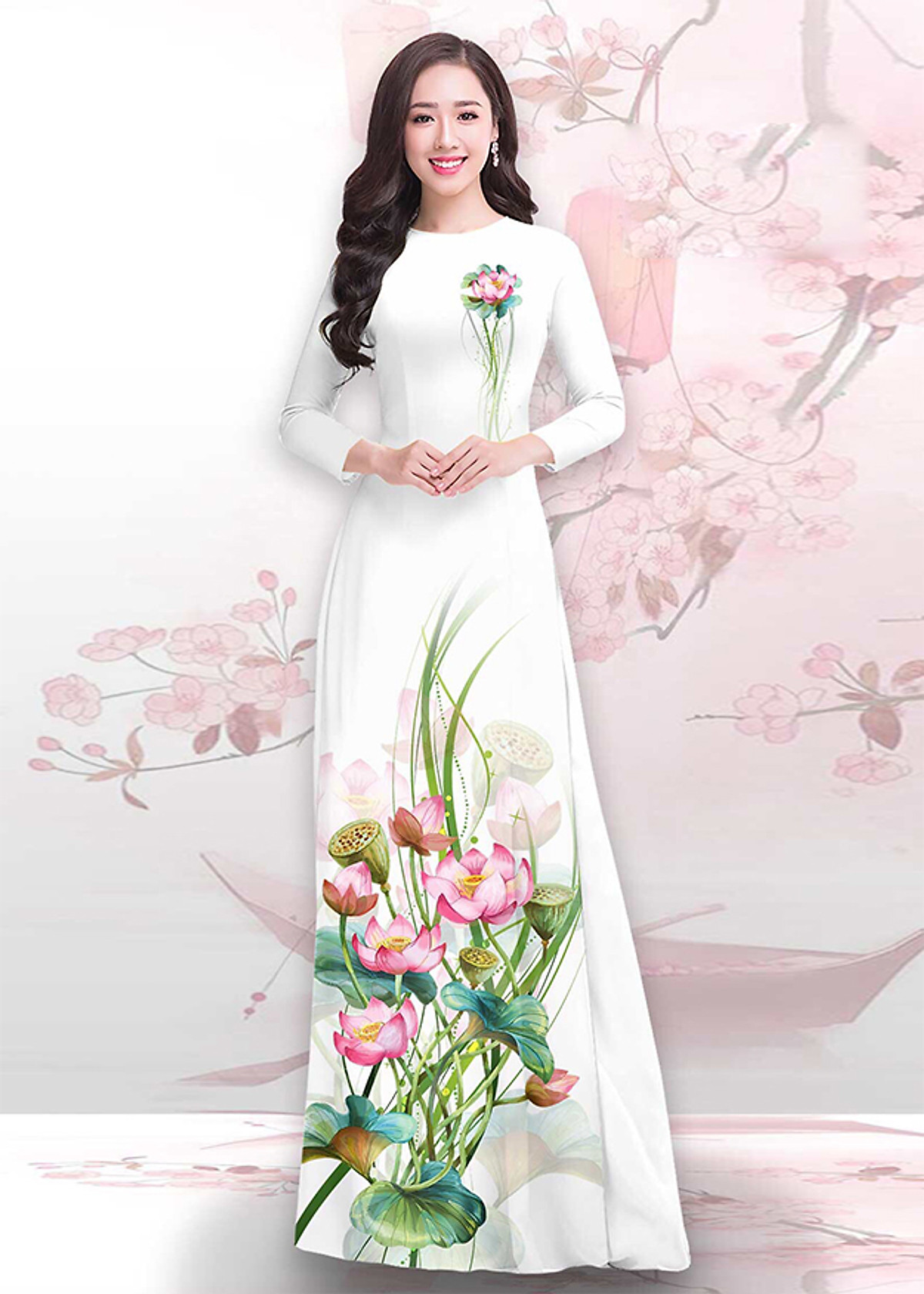 Mua Vải Áo Dài Vải Siêu Lụa Cao Cấp - Họa Tiết Hoa Sen Truyền Thống Trên  Nền Vải Trắng, Thể Hiện Sự Thanh Khiết Và Tôn Vinh Nét Đẹp Người Phụ