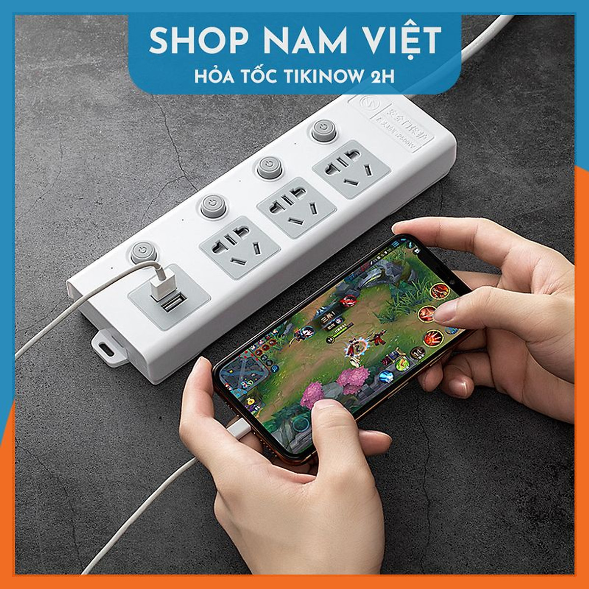 Ổ Cắm Điện Kèm Cổng USB Công Tắc Riêng Chịu Tải 2500W, Chống Giật, Chống Cháy