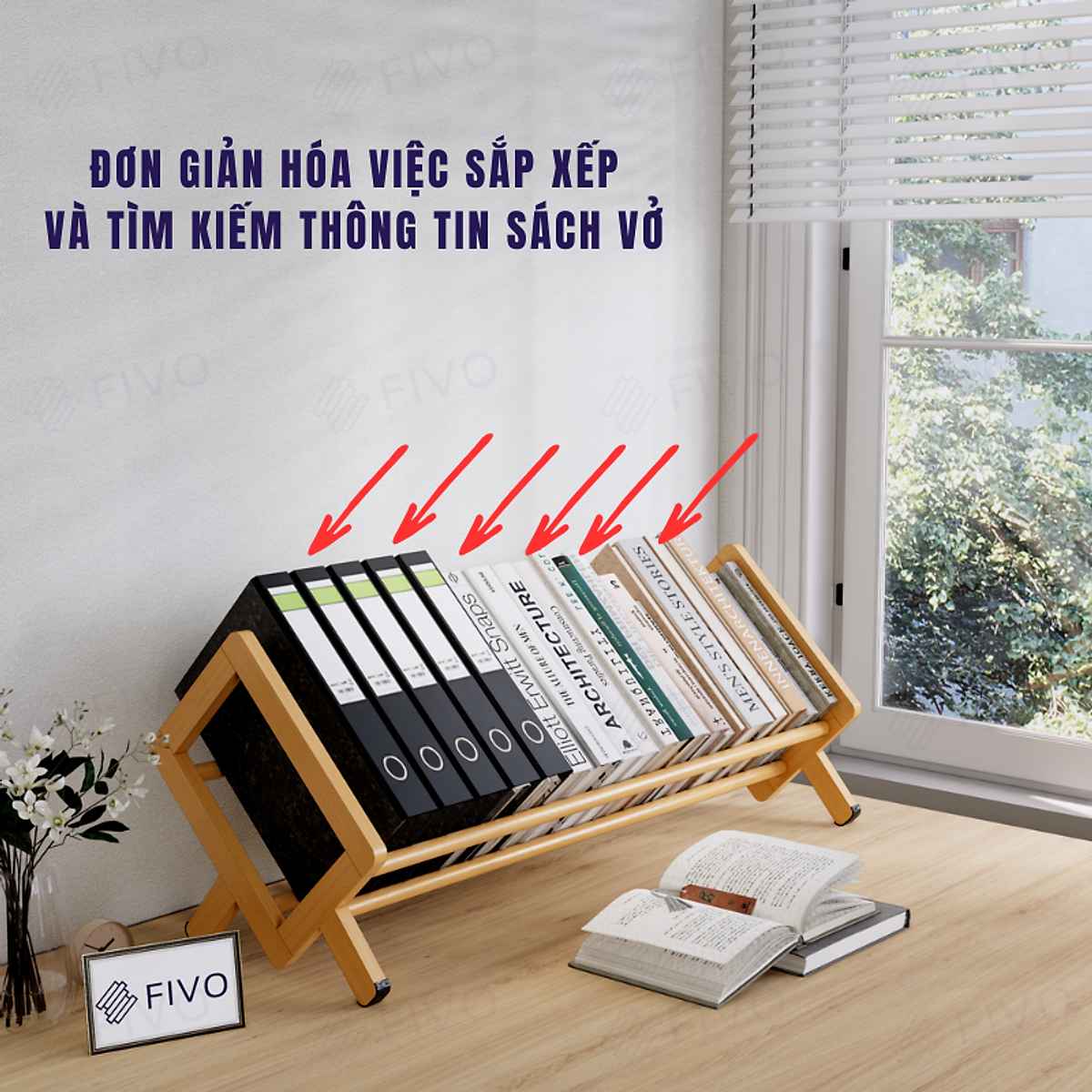 Kệ Sách Gỗ Tre Tự Nhiên Để Bàn Mini FB28 FIVO Dễ Lắp Ráp, Tiết Kiệm Diện Tích, Decor Trang Trí Bàn Học Và Bàn Làm Việc