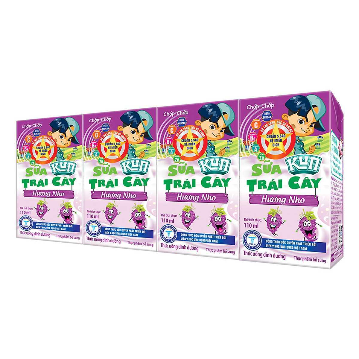 Thùng 48 hộp Sữa trái cây hương nho KUN 110ml/hộp