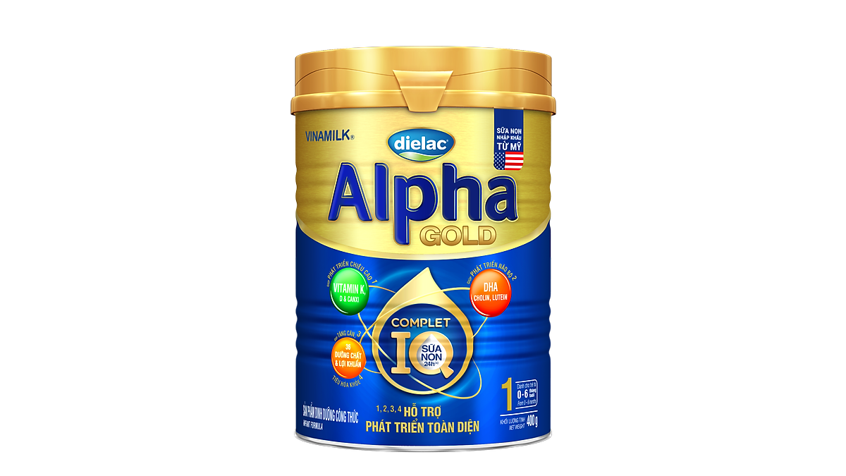 Sữa Bột Vinamilk Dielac Alpha Gold IQ Step 1 Hộp Thiếc (400g)