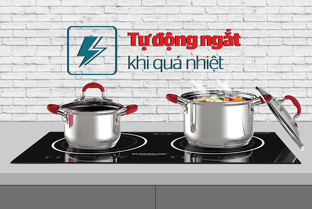 Bếp Đôi Điện Từ Hồng Ngoại Sunhouse SHB8609 (Tổng công suất 3600W) - Hàng chính hãng