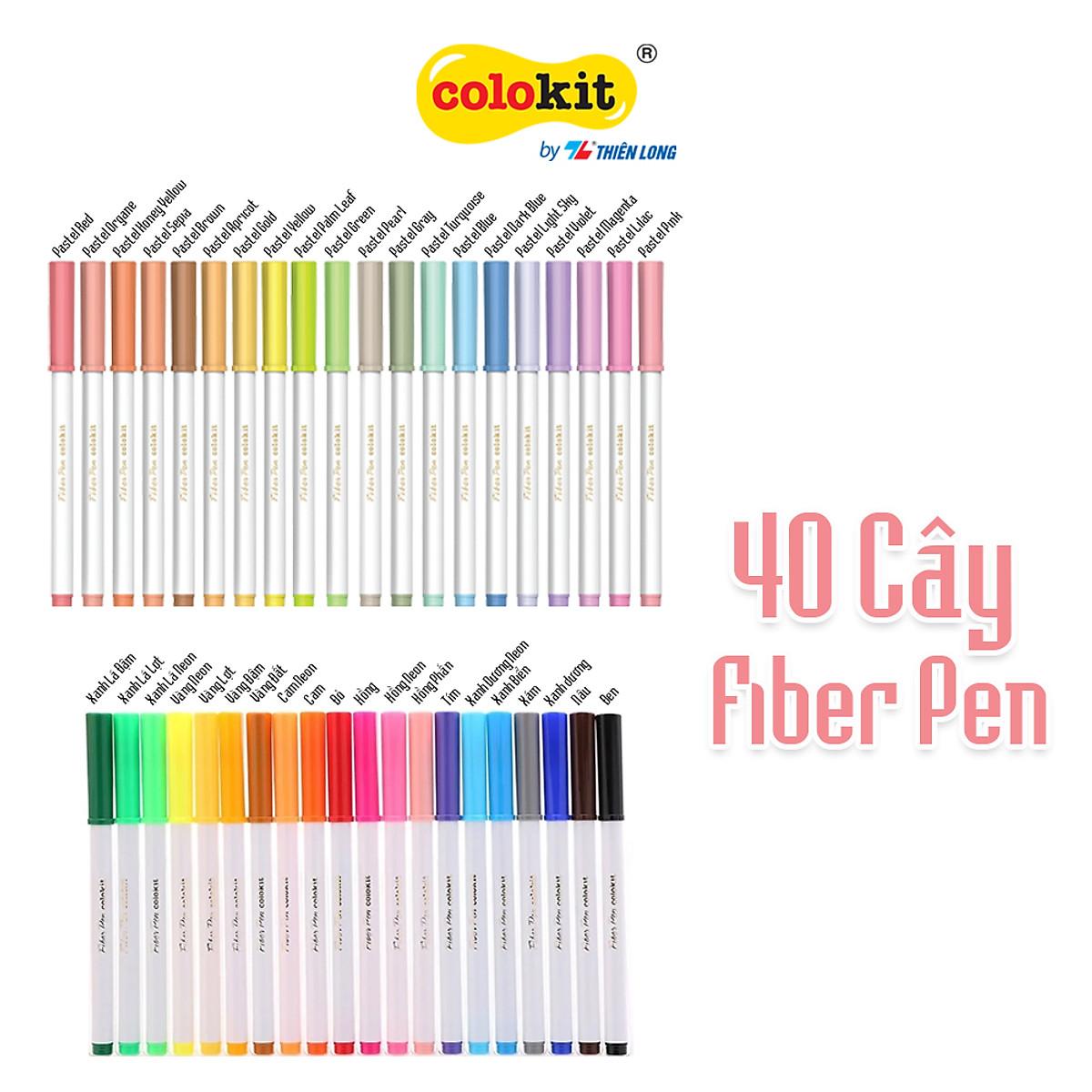 Combo Bút lông màu Fiber Pen Thiên Long Colokit 40/56/76 màu rửa được an toàn sử dụng tô màu, vẽ tranh, calligraphy