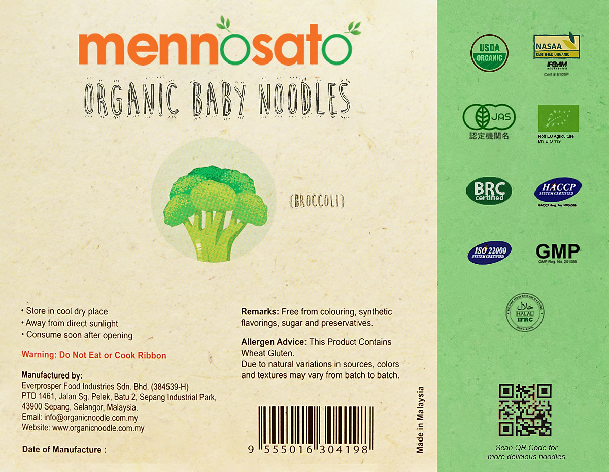 Mì Rau Củ Hữu Cơ Cho Bé Vị Bông Cải Xanh 200g MenNoSato Organic Baby Noodles BroccolI