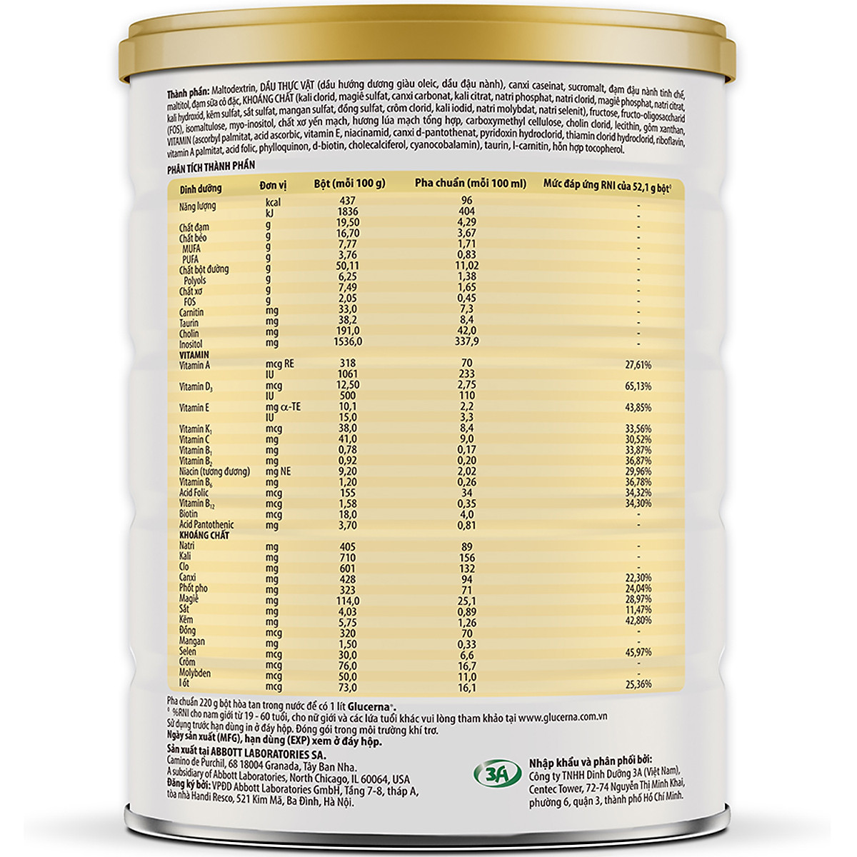Sữa Bột Abbott Glucerna Lúa Mạch 850g