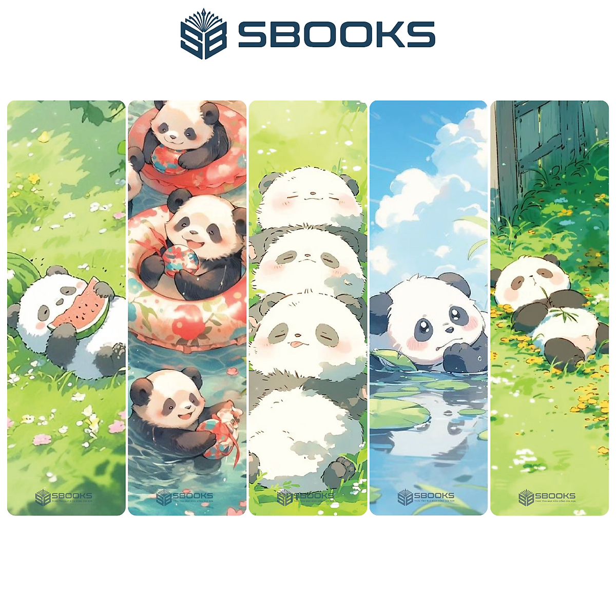 5 Cái Bookmark Kẹp Sách, Dấu Trang Hoạ Tiết Gấu Trúc - SBOOKS