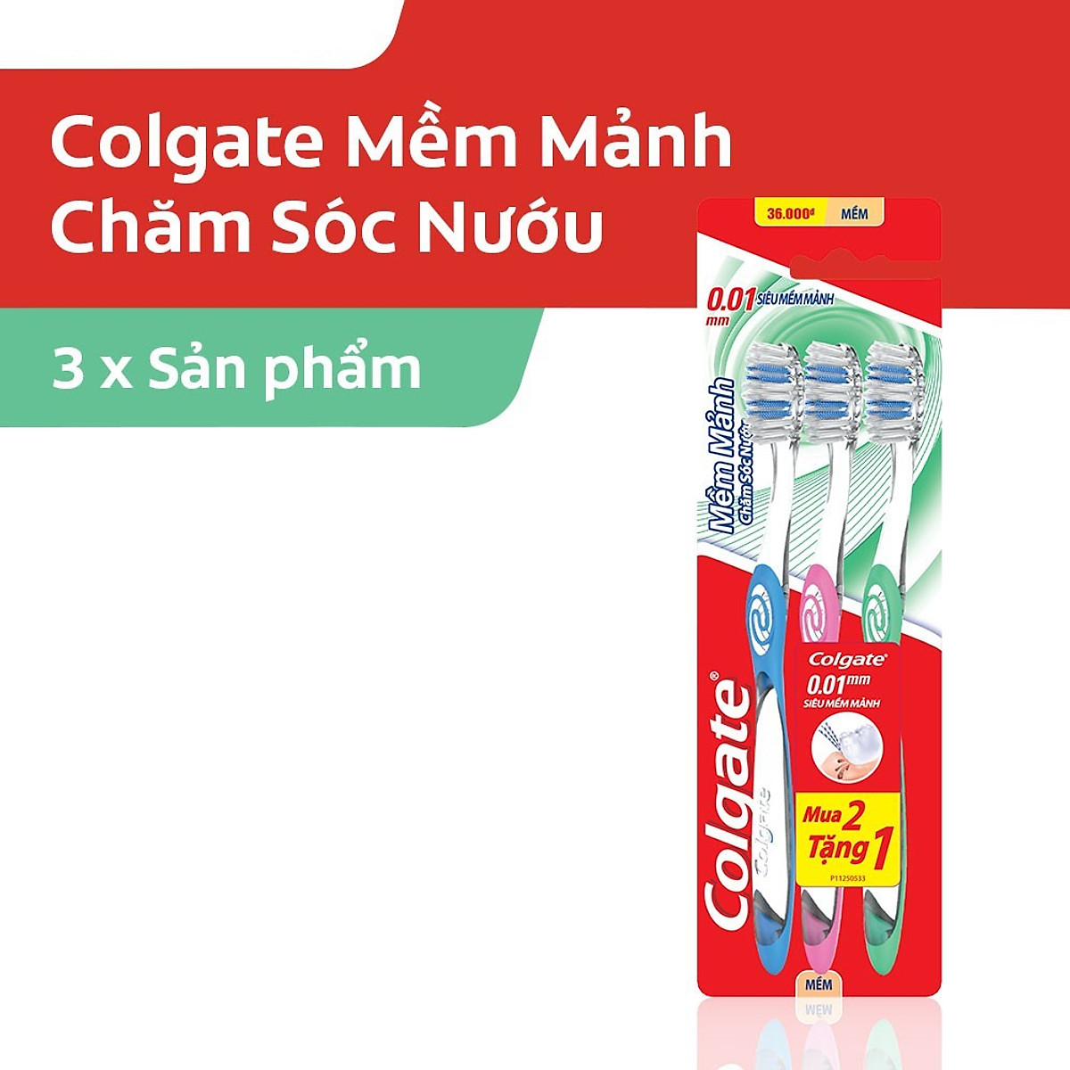 Bộ 3 bàn chải Colgate chăm sóc nướu ( màu ngẫu nhiên )