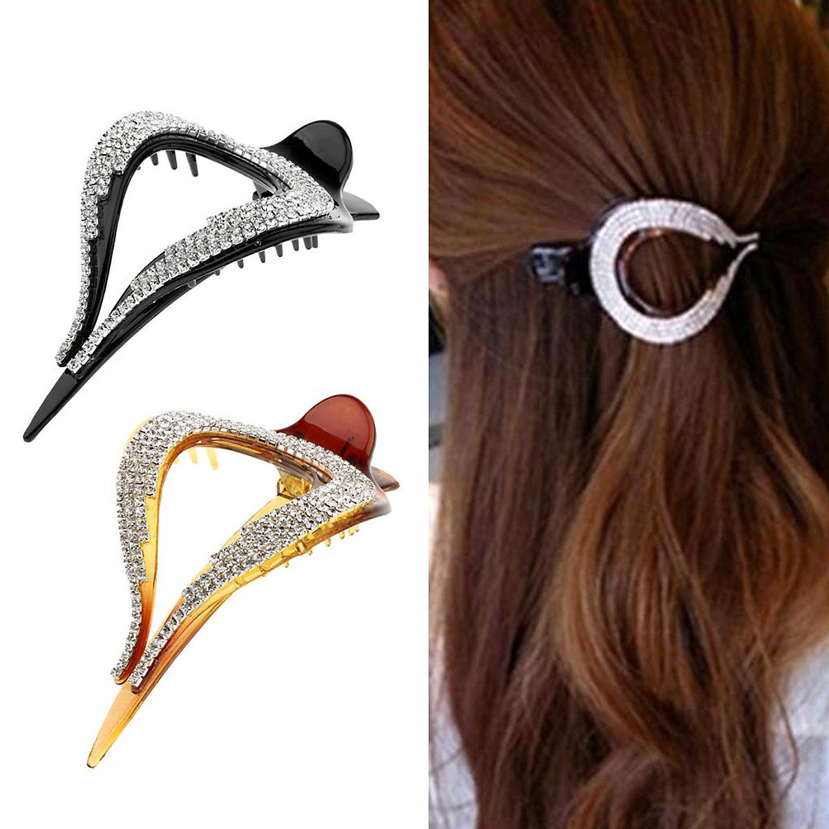 Elegant Full Crystal Women Hair Clip Hairpin Rhinestone Clamp Claw Headwear Elegant Full Crystal Women Hair Clip Hairpin Rhinestone Clamp Claw Headwear