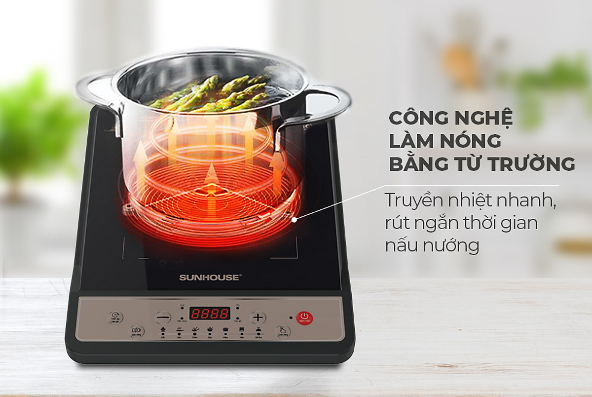 Bếp Từ Đơn Sunhouse SHD6157 (1800W) - Kèm Nồi Lẩu - Hàng Chính Hãng