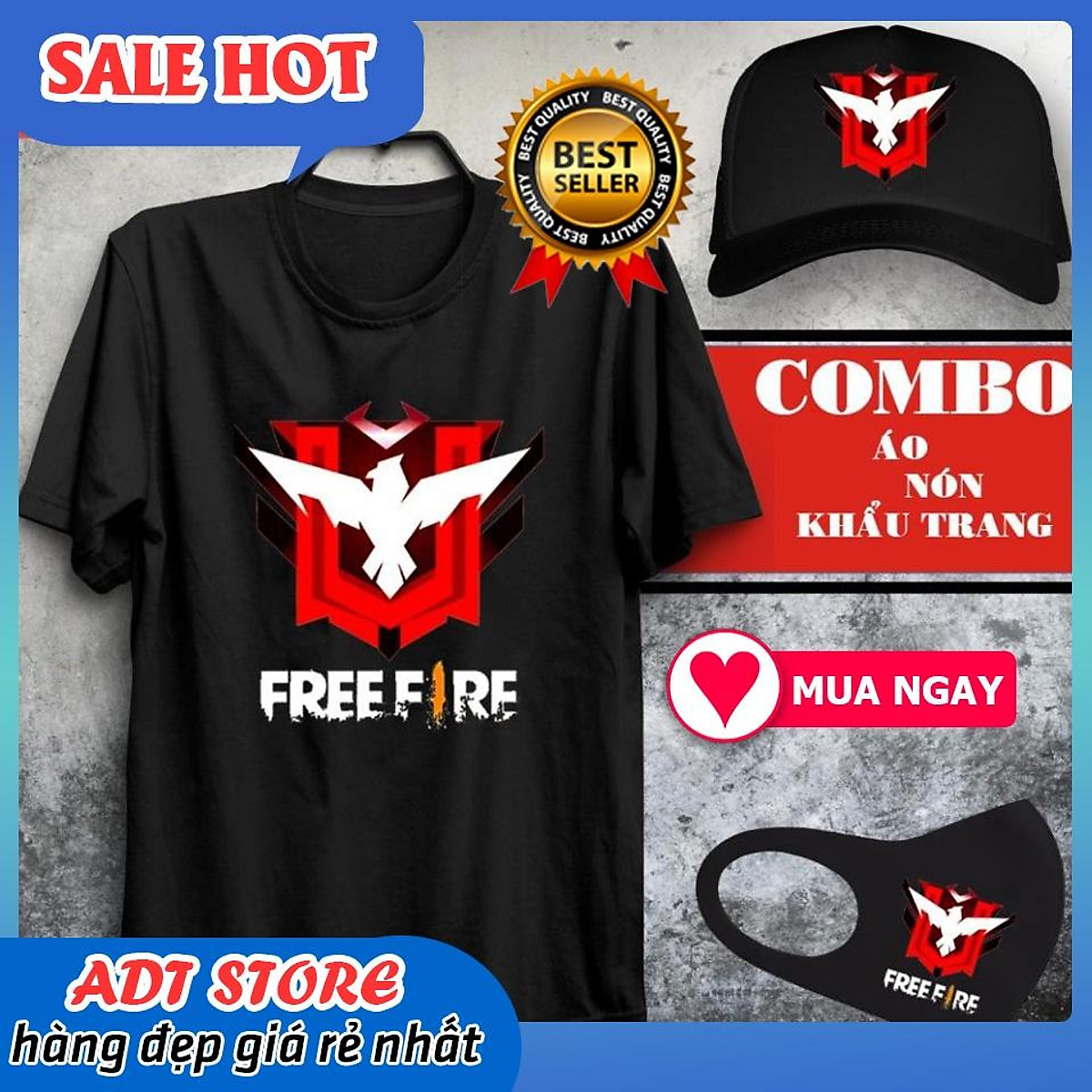 Mua (SALE) Áo thun cộc tay in hình Combo Free Fire Rank Huyền ...