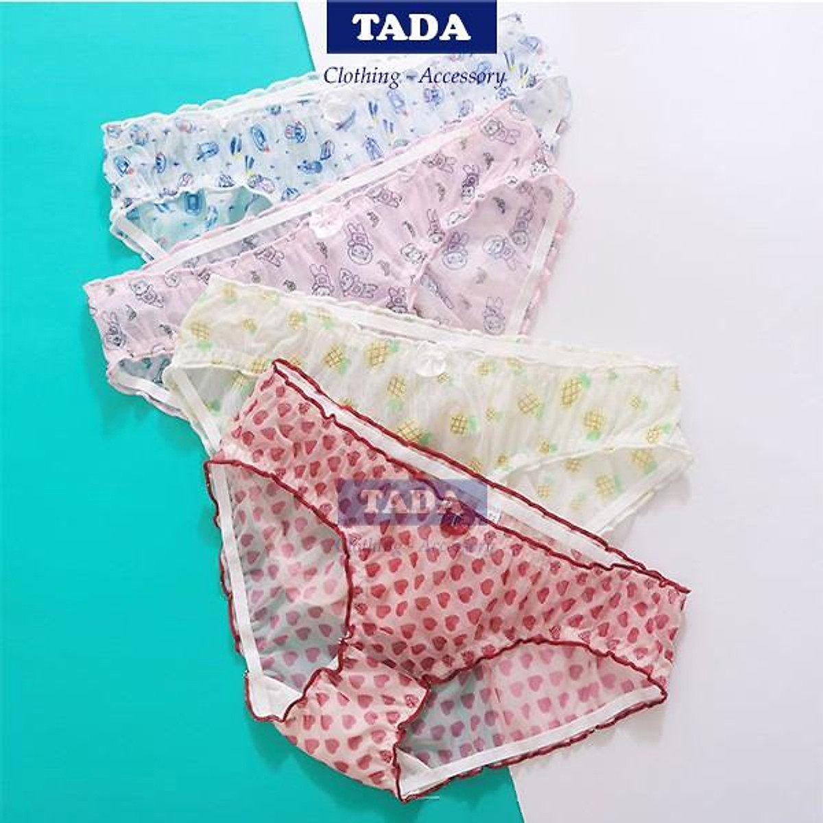 Quần lót nữ ren lưới họa tiết dễ thương mềm mịn mã 0333