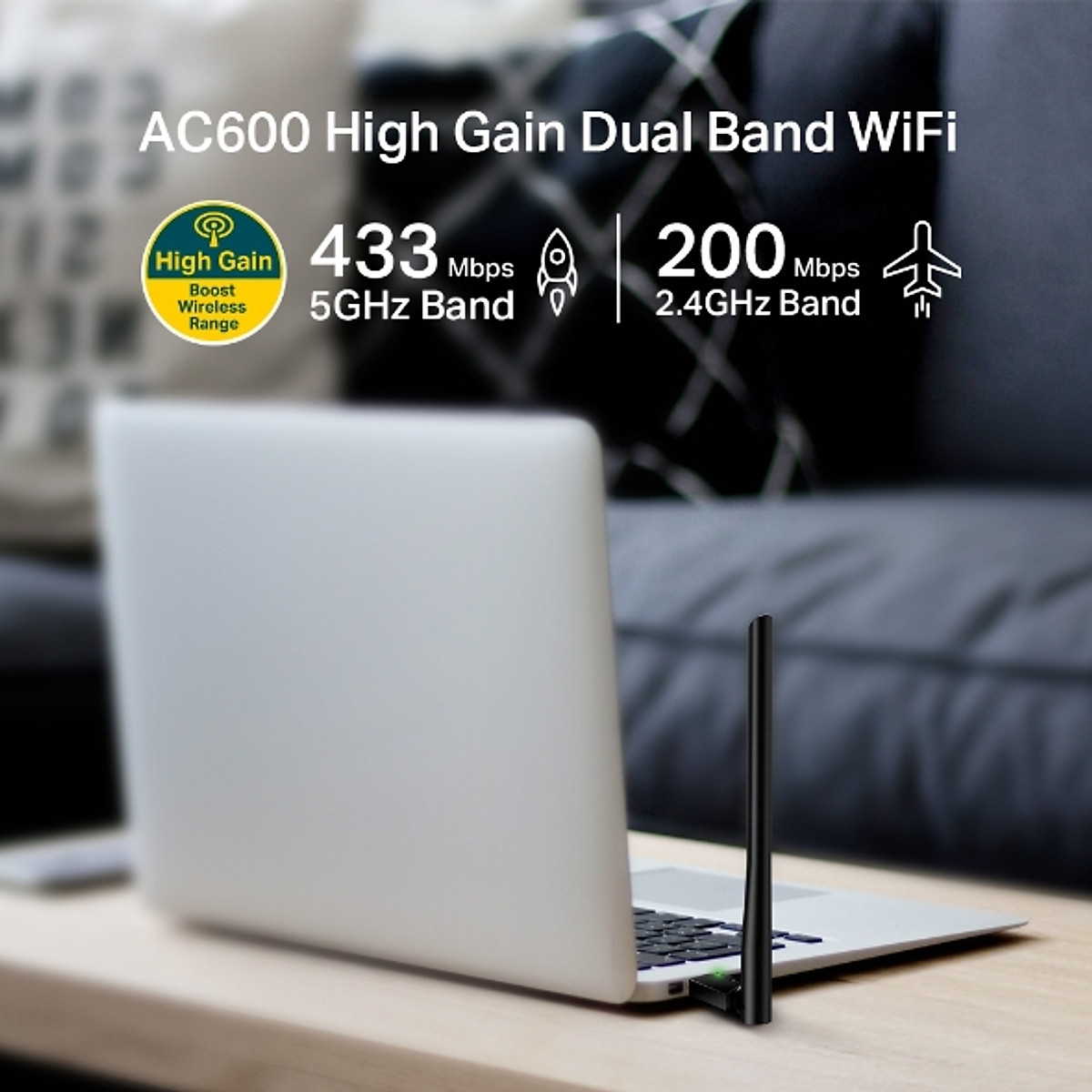 BỘ THU WIFI AC600 Archer T2U Plus – Băng Tần Kép - Card Mạng