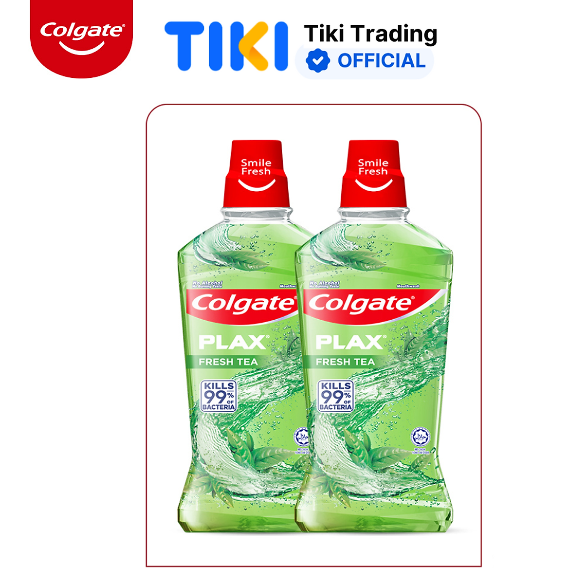 Bộ đôi Nước súc miệng Colgate diệt 99% vi khuẩn Plax trà xanh 500ml/chai