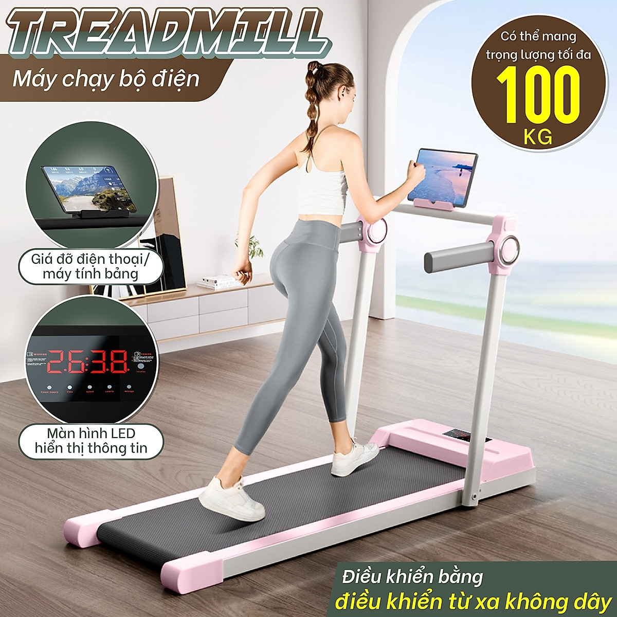 BG Máy chạy bộ điện đơn năng TREADMILL Model M2 - TM300(hàng nhập khẩu)