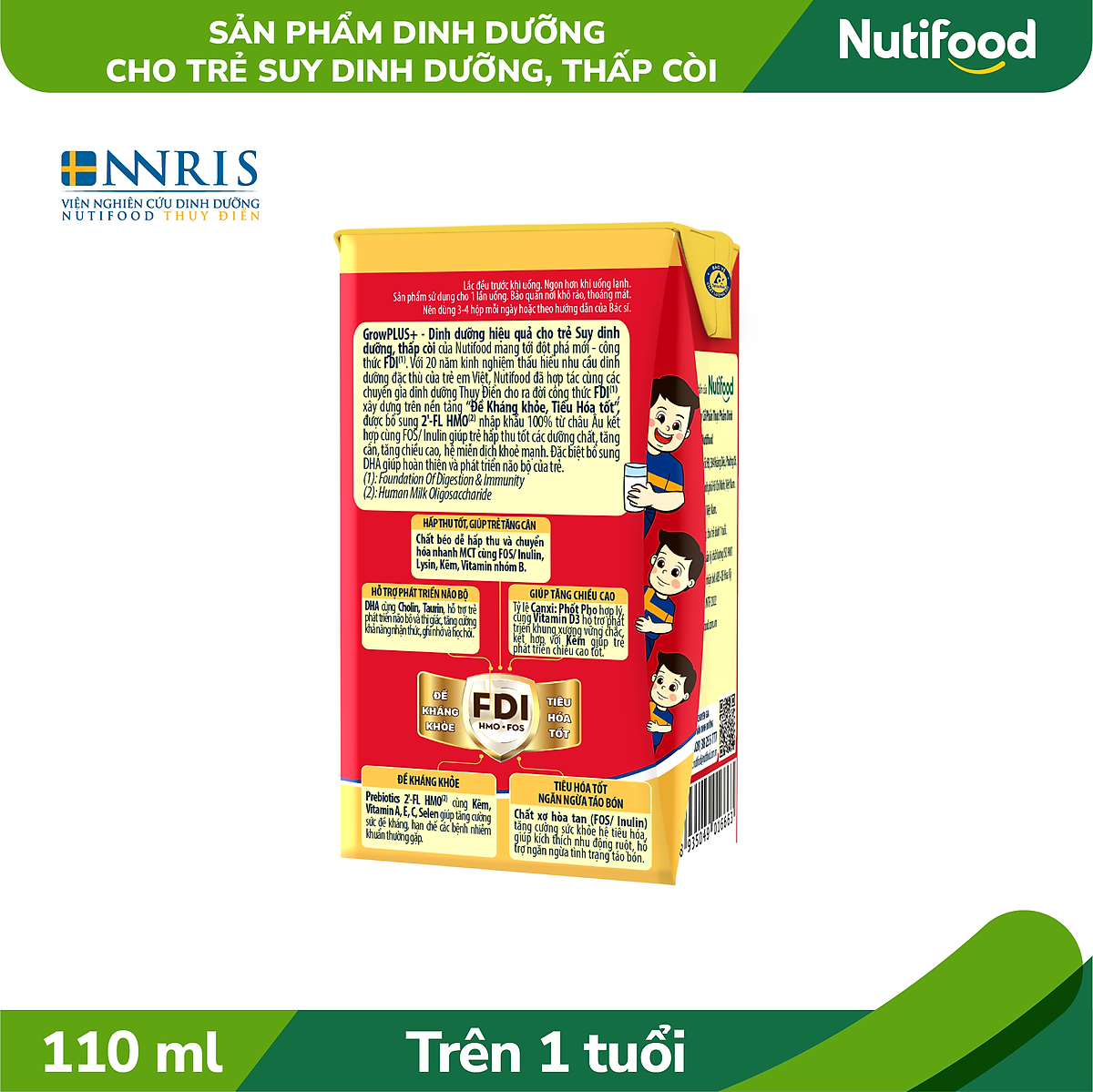 Thùng Sữa bột Pha Sẵn GrowPLUS+ Suy Dinh Dưỡng (đỏ) (48 hộp 110ml)